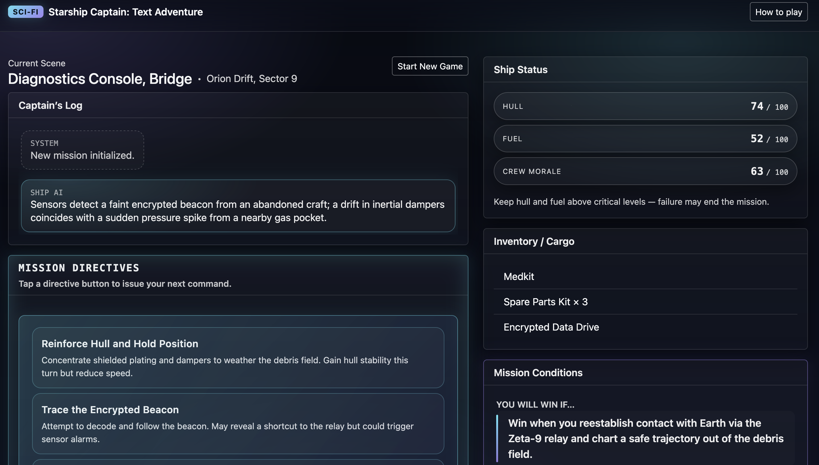 Sci-Fi Text Adventure screenshot